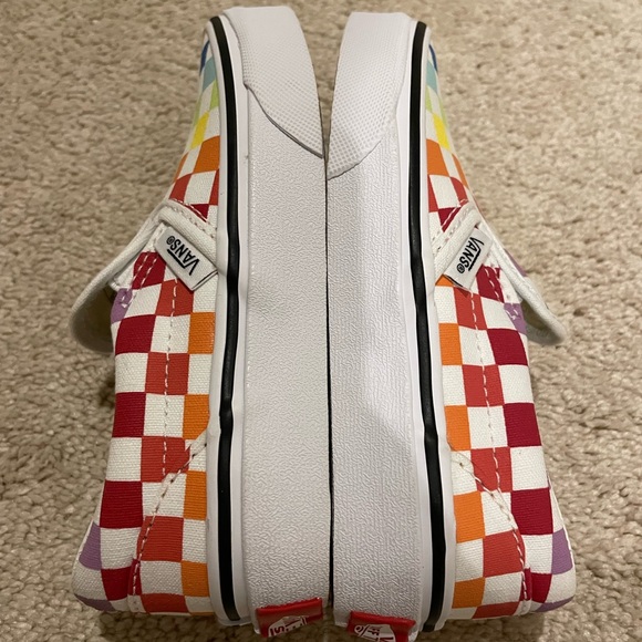Rainbow Checkered Vans Slip Ons (Kids) - Picture 3 of 4